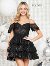 Cocktail Dresses Ruffle Skirt Corset Bodice Short Dress Black