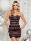 Cocktail Dresses Short Beaded Lace Up Back Dress Black Pink