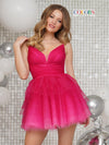 Cocktail Dresses Multi Color Ruffle Skirt Short Mini Dress Magenta Pink