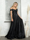 Prom Dresses Long Formal Off Shoulder Glitter Ball Gown Black