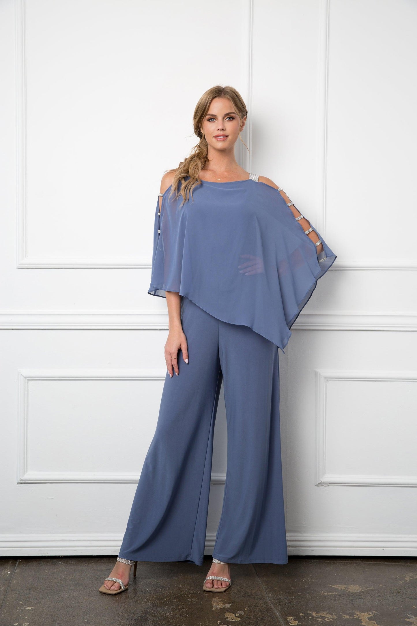 Formal Chiffon Cape Overlay Jumpsuit Sale