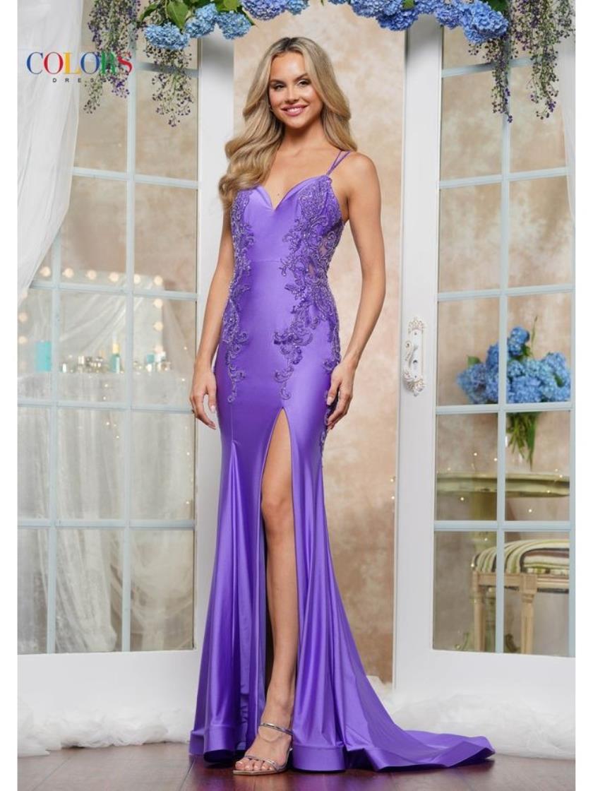 Prom Dresses Fitted Formal Long Evening Prom Dress Violet