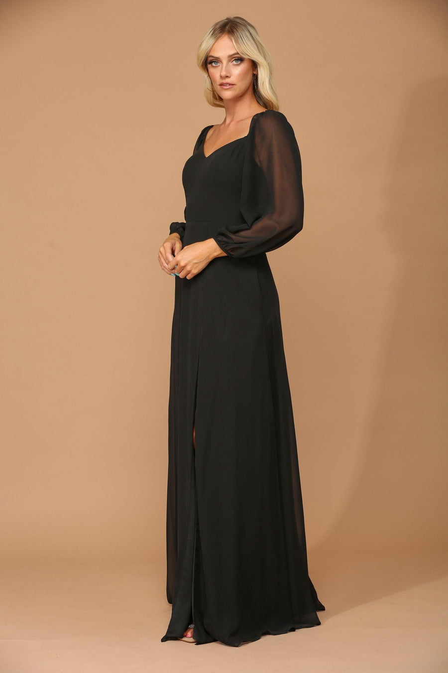 Long Sleeve Formal Chiffon Dress Sale