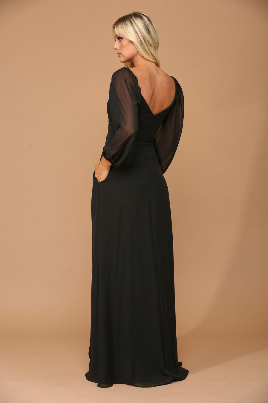 Long Sleeve Formal Chiffon Dress Sale