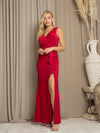 Mother of the Bride Long Formal Fitted Evening Gown Red