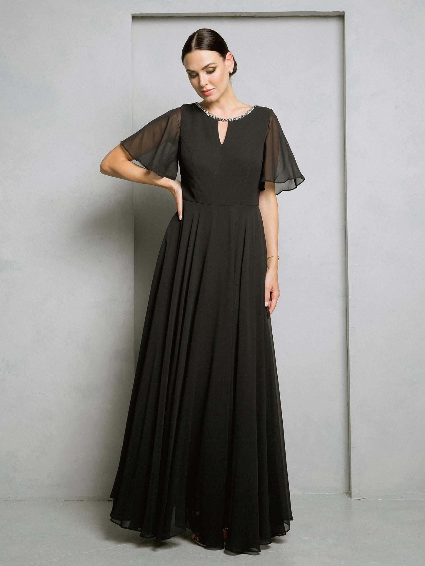 Mother of the Bride Dresses Long Beaded Mother of the Bride Dress  Black