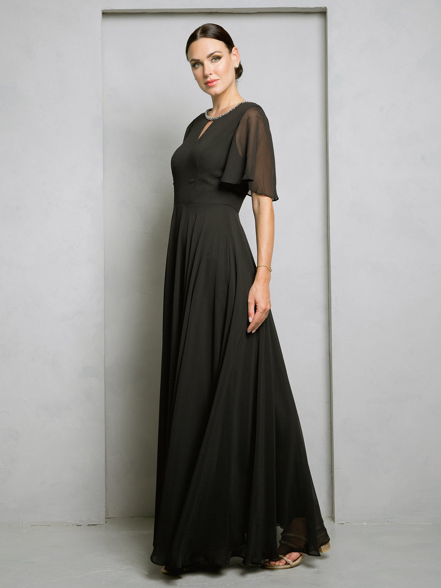 Mother of the Bride Dresses Long Beaded Mother of the Bride Dress  Black