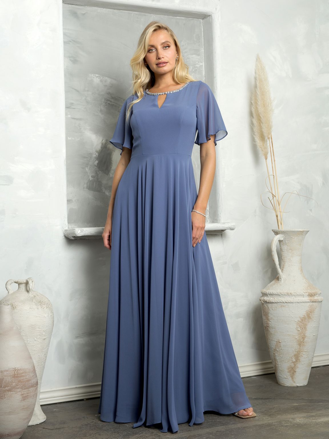 Mother of the Bride Dresses Long Beaded Mother of the Bride Dress  Slate Blue