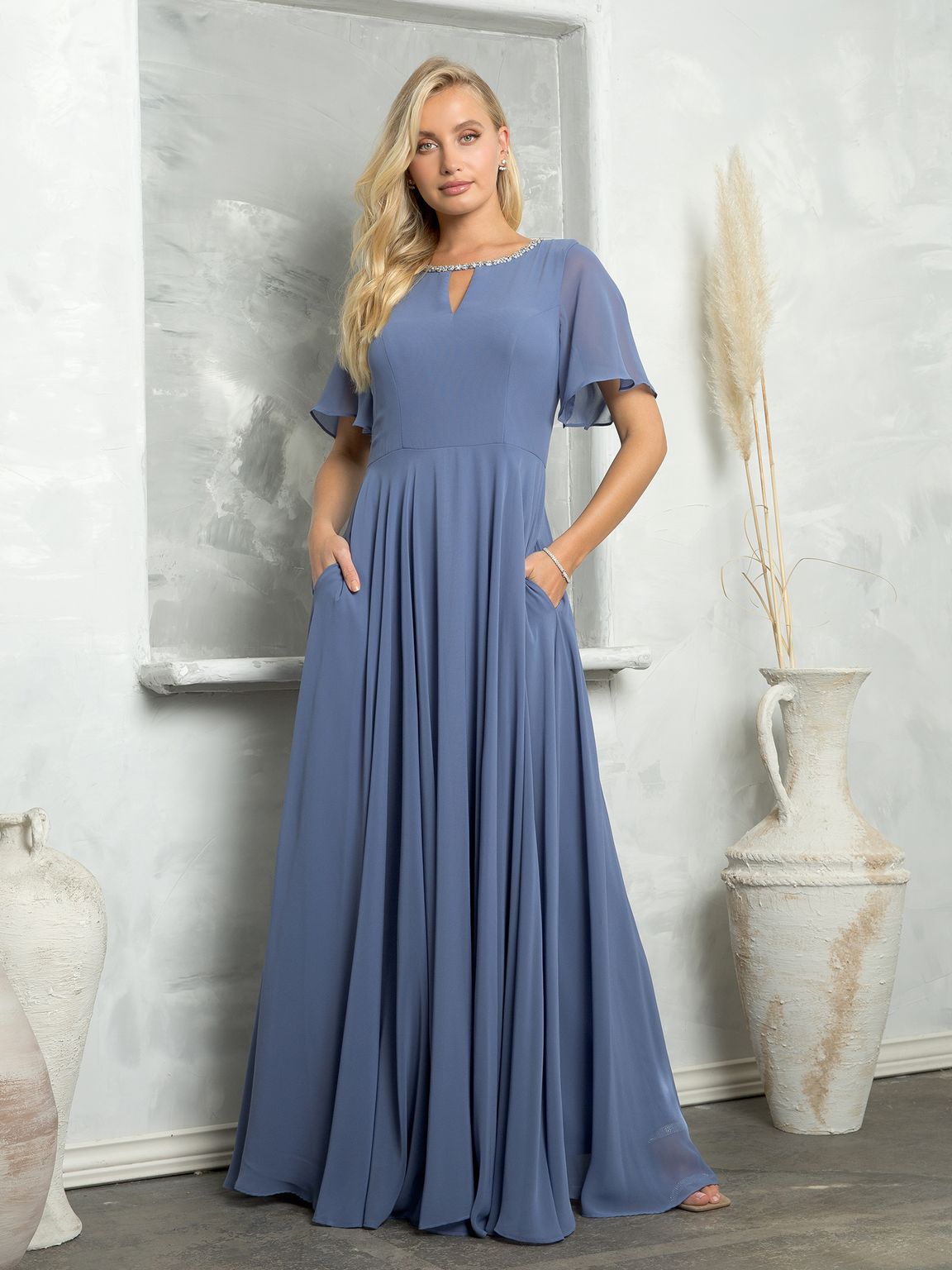 Mother of the Bride Dresses Long Beaded Mother of the Bride Dress  Slate Blue