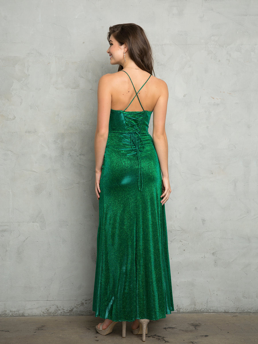 Prom Dresses Long Glitter Fitted Formal Prom Dress Hunter Green