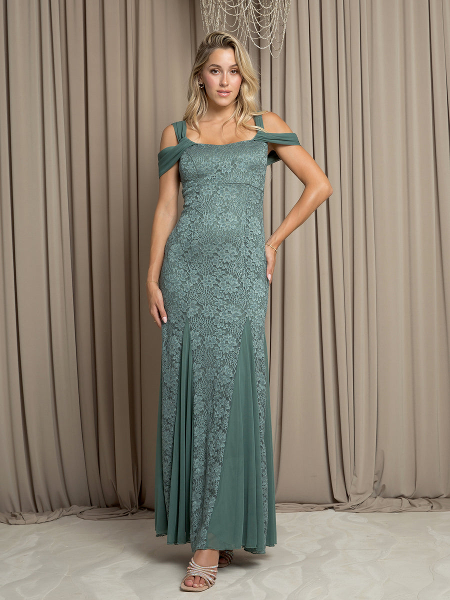 Formal Dresses Long Fitted Lace Formal Dress Eucalyptus