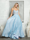 Prom Dresses Long Formal Glitter Ball Gown Metallic Prom Dress Ice Blue