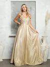 Prom Dresses Long Formal Glitter Ball Gown Metallic Prom Dress Gold