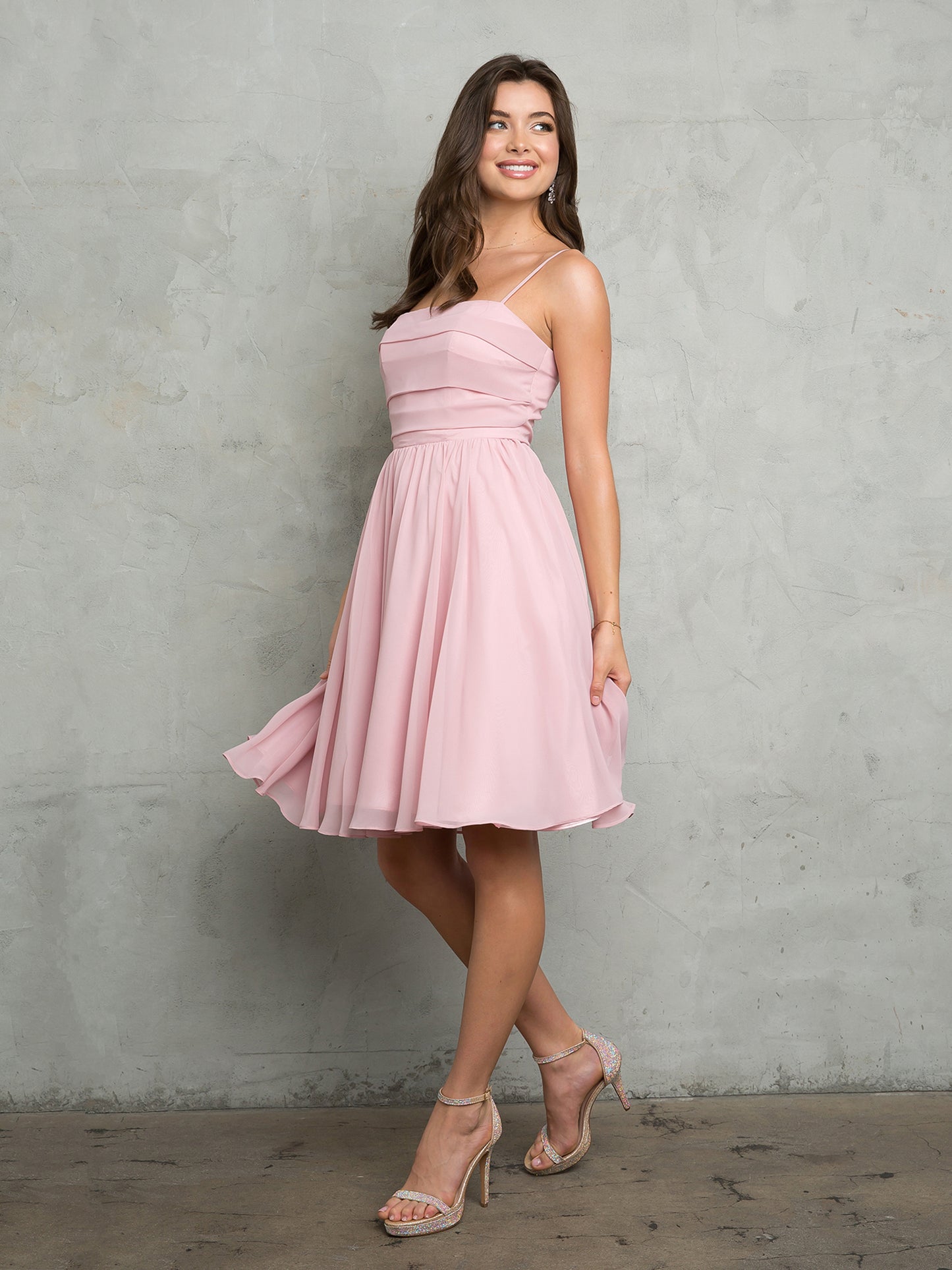 Cocktail Dresses Short Homecoming Chiffon Cocktail Dress  Dusty Rose