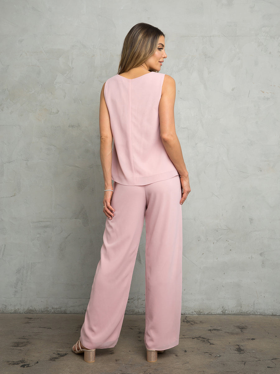 Pant Suit Long Lace Floral Pant suit Dusty Rose