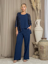 Pant Suit Long Lace Floral Pant suit Navy