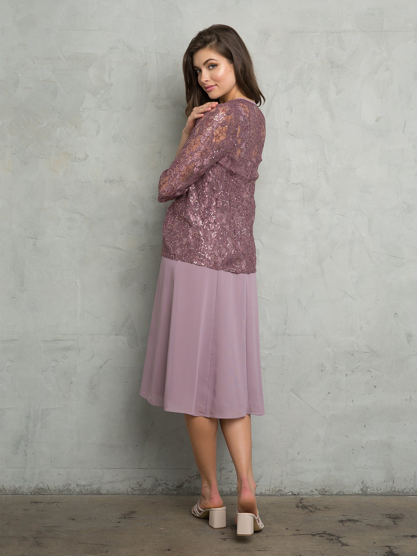 Mother of the Bride Dresses Short Mini Lace Jacket mothe of the Bride Dress Mauve