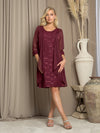 Plus Size Dresses Short Lace Chiffon Jacket Mother of the Bride Plus Size Dress Burgundy