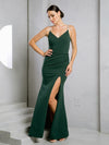 Prom Dresses Long Fitted Formal Slit Prom Dress   Hunter Green