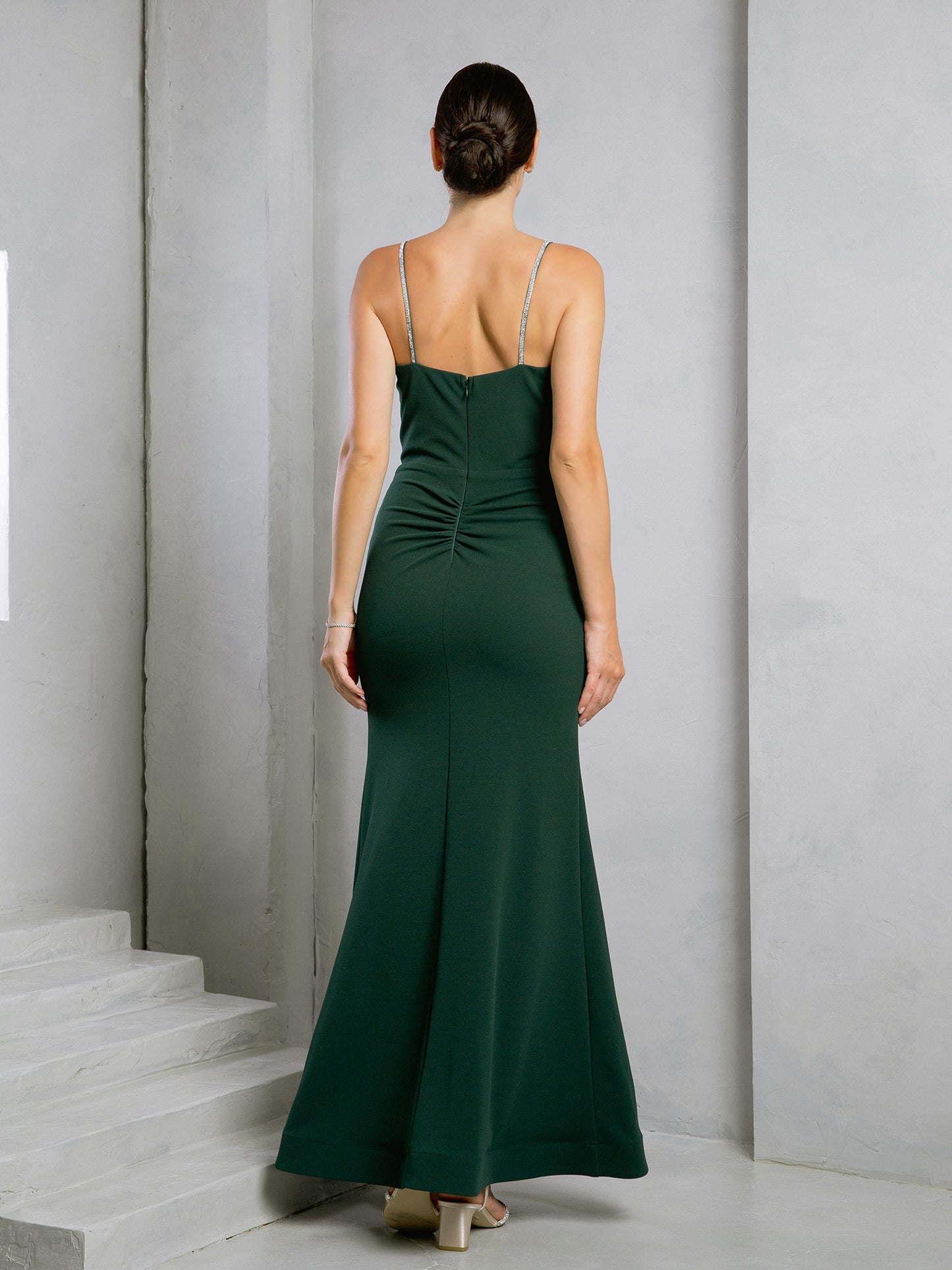 Prom Dresses Long Fitted Formal Slit Prom Dress   Hunter Green