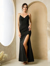 Prom Dresses Long Fitted Formal Slit Prom Dress   Black