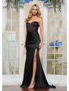 Prom Dresses Long Midriff Ruched Formal Skirt Prom Dress Black