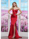 Prom Dresses Long Midriff Ruched Formal Skirt Prom Dress Red