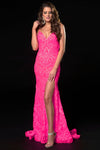 Prom Dresses Formal Fitted Prom Long Sequin Dress Hot Pink