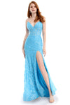 Prom Dresses Formal Fitted Prom Long Sequin Dress Neon Turquoise