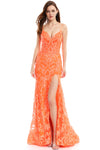 Prom Dresses Formal Fitted Prom Long Sequin Dress Neon Orange 