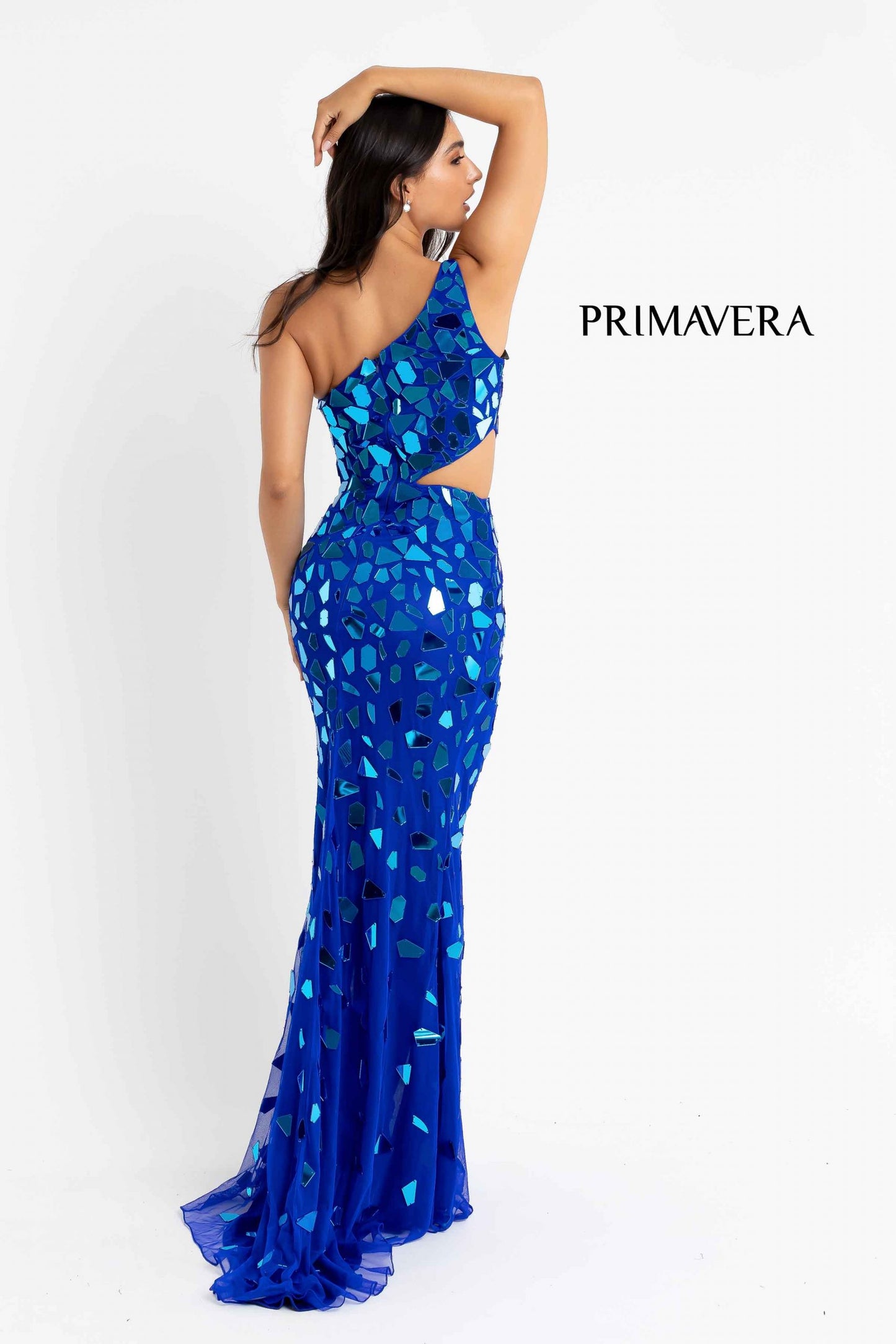 Prom Dresses Long Fitted Formal Cut Glass Prom Dress Blue