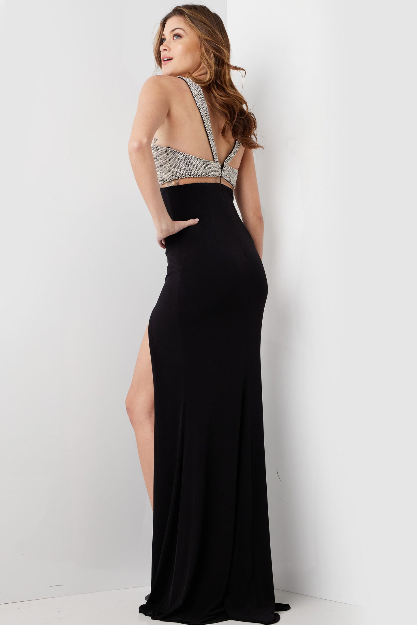 Formal Dresses Prom Long Fitted Formal High Slit Dress Black