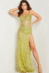 Prom Dresses Spaghetti Strap Long Embellished Prom Dress Lime