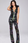 Jumpsuit Sequin Long Fit Formal Jumpsuit Multi/Black