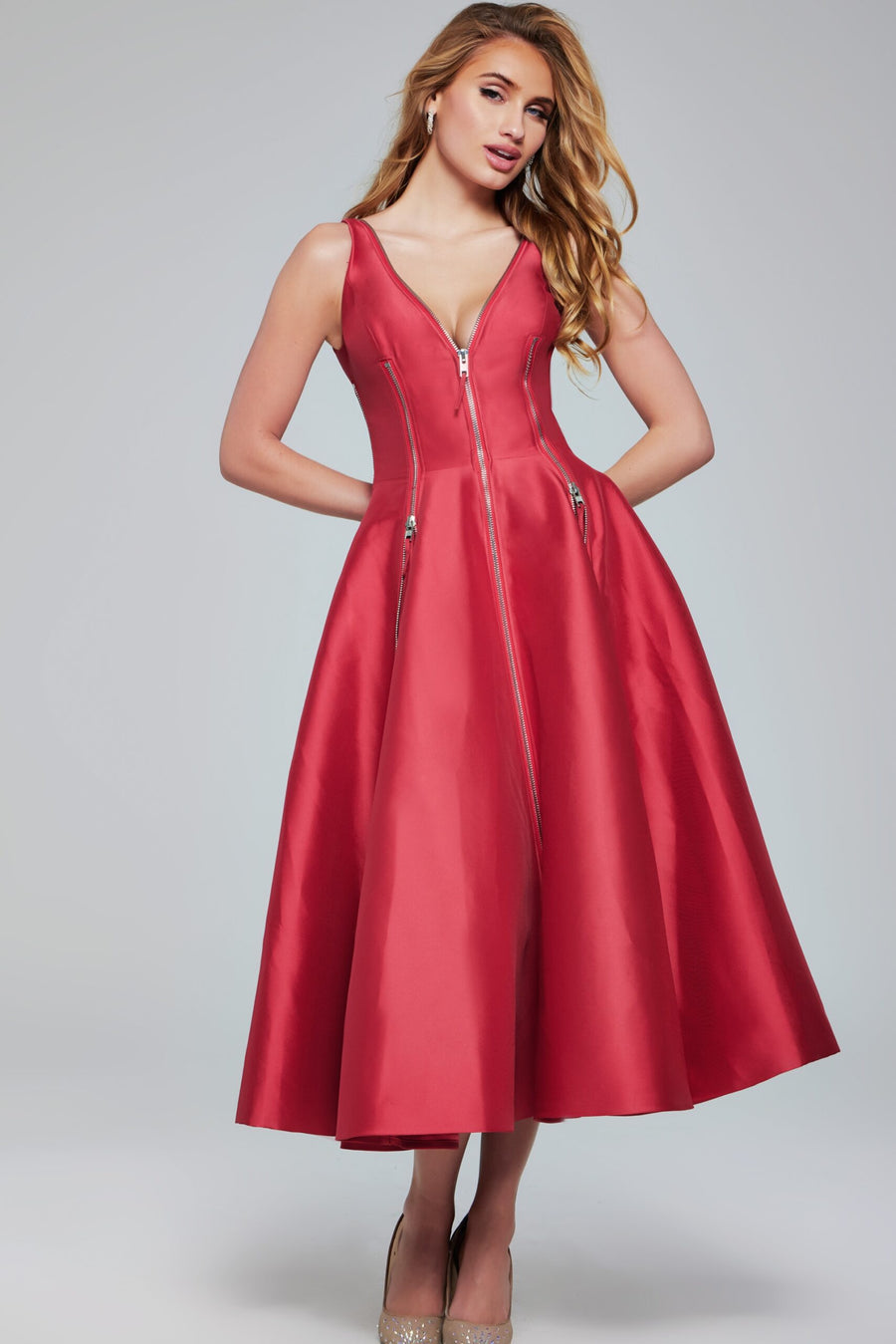 Cocktail Dresses Short Cocktail Midi Length Dress Red