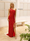 Prom Dresses Long Sequin Asymmetrical Fitted Prom Dress Red