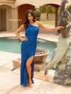 Prom Dresses Long Sequin Asymmetrical Fitted Prom Dress Royal