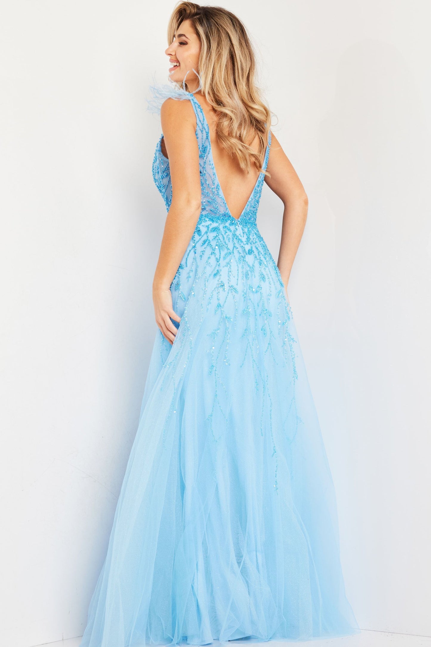 Prom Dresses Formal Beaded Long Prom Dress Light Blue