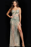 Formal Dresses Long Fitted  Formal Dress Nude/Green