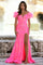 Prom Dresses Formal Sequin Feather Prom Long Trumpet Dress Neon Pink