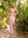 Prom Dresses Long Prom Butterfly Applique Sequins Dress Rose Pink