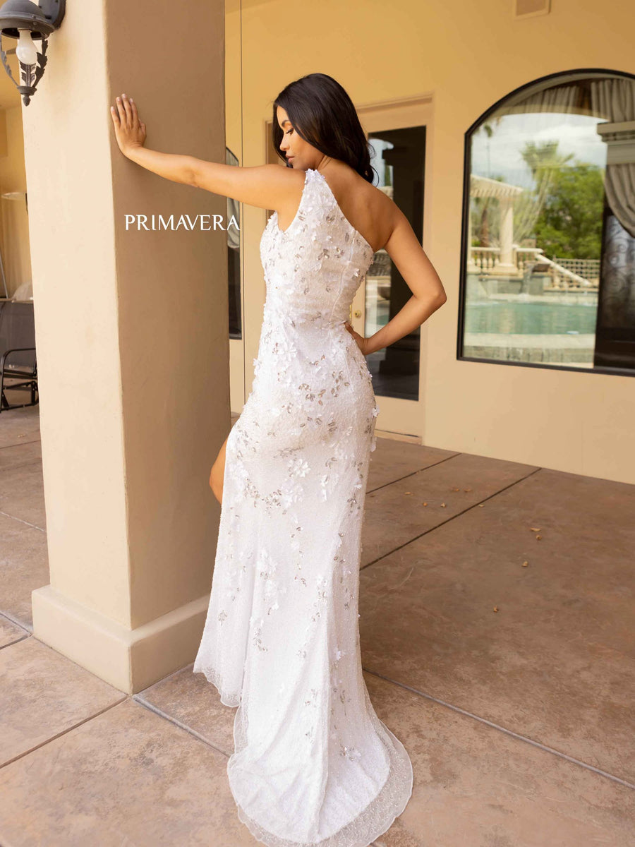 Prom Dresses Asymmetrical Long Fitted Prom Dress Ivory