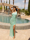 Prom Dresses Asymmetrical Long Fitted Prom Dress Mint