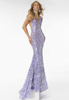 Prom Dresses Fitted Formal Sequin Prom Long Mermaid Dress Lilac