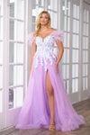 Prom Dresses Formal Prom Long Sequin Feather Dress Iridescent Lilac