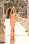 Prom Dresses Long Formal Fitted Prom Sequins Dress Coral