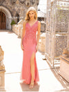 Prom Dresses Long Formal Fitted Prom Sequins Dress Rose Pink