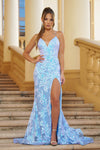 Prom Dresses Glitter Long Prom Dress Iridescent Light Blue