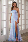 Prom Dresses Sequins Long Prom Fitted Gown Powder Blue