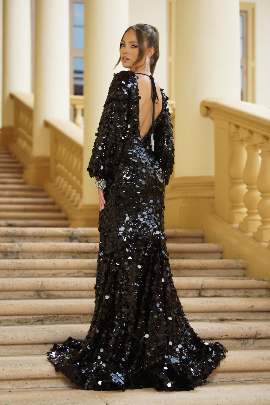 Prom Dresses Long Paillettes Evening Prom Dress Black